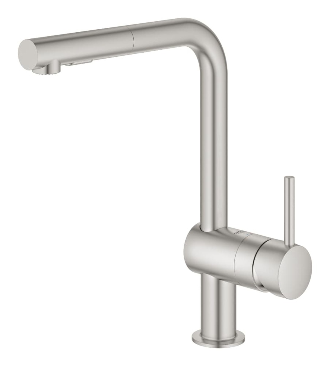 Dřezová baterie Grohe Minta s vytahovací sprškou supersteel 30274DC0 Grohe