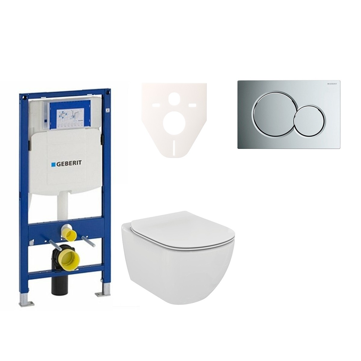 Cenově zvýhodněný závěsný WC set Geberit do lehkých stěn / předstěnová montáž+ WC Ideal Standard Tesi 111.300.00.5NE2 Ideal Standard