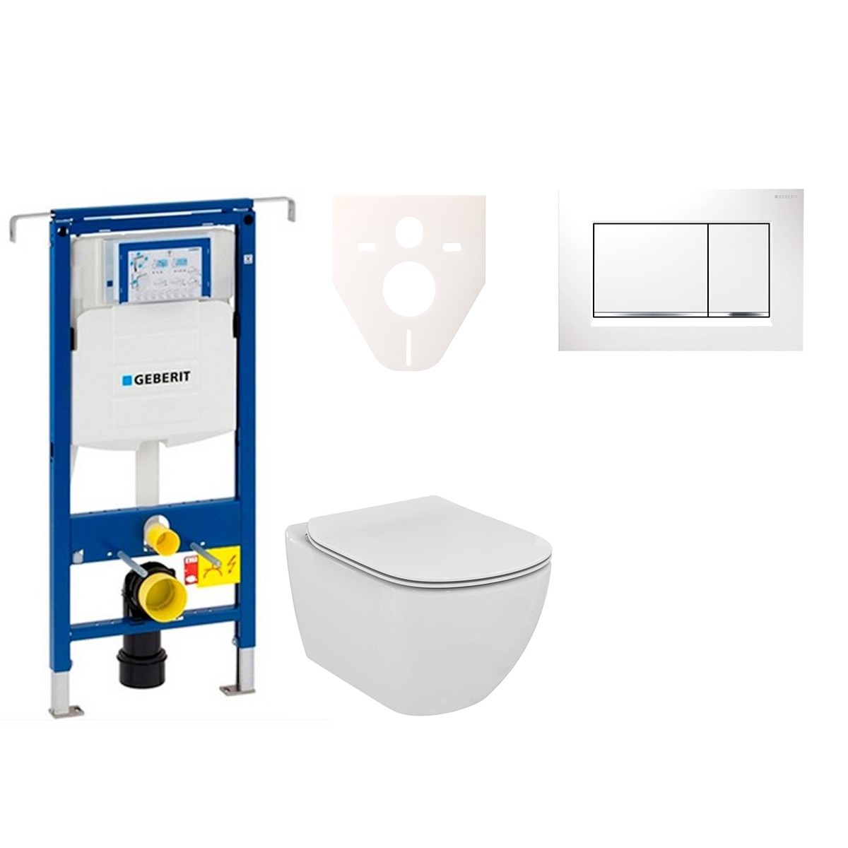 Cenově zvýhodněný závěsný WC set Geberit do lehkých stěn / předstěnová montáž+ WC Ideal Standard Tesi 111.355.00.5NE5 Ideal Standard