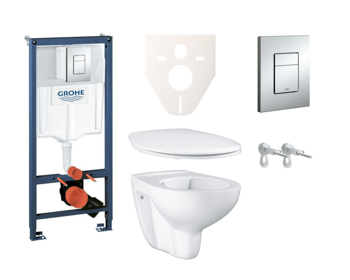 Cenově zvýhodněný závěsný WC set Grohe do lehkých stěn / předstěnová montáž+ WC Grohe Bau Ceramic SIKOGRS3G0 Grohe