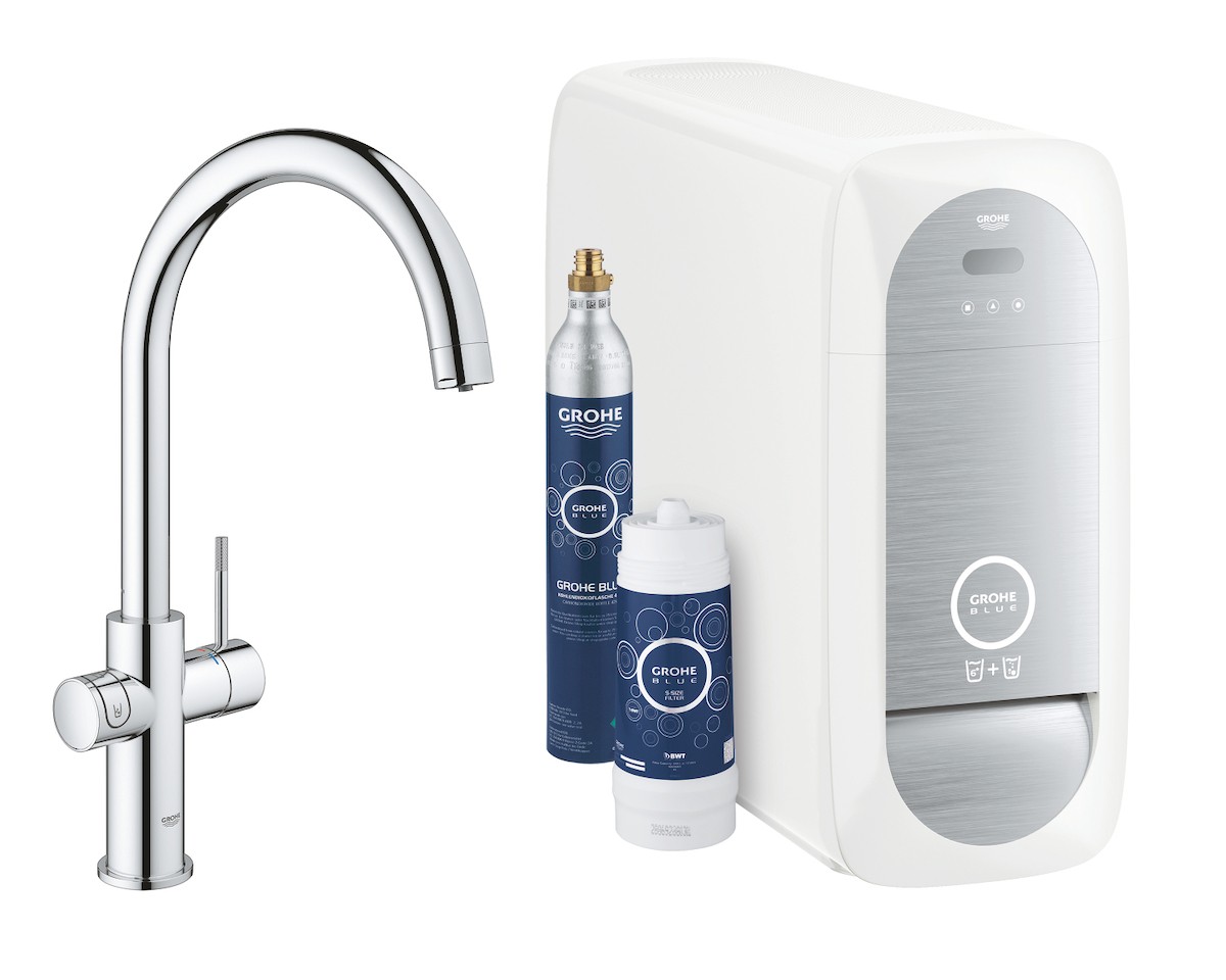 Dřezová baterie Grohe Blue Home s výpustí chrom 31455001 Grohe