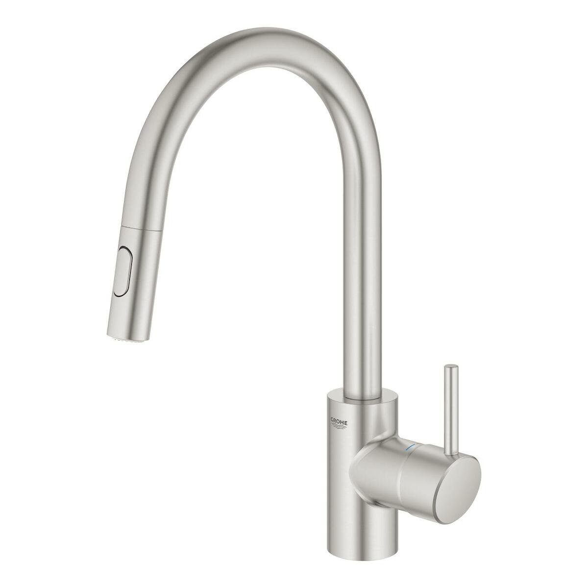 Dřezová baterie Grohe Concetto New s vytahovací sprškou supersteel 31483DC2 Grohe