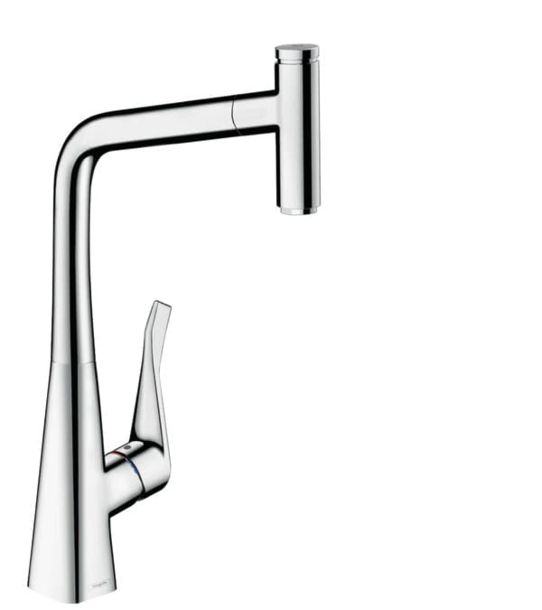 Dřezová baterie Hansgrohe Metris s vytahovací sprškou chrom 73803000 Hansgrohe