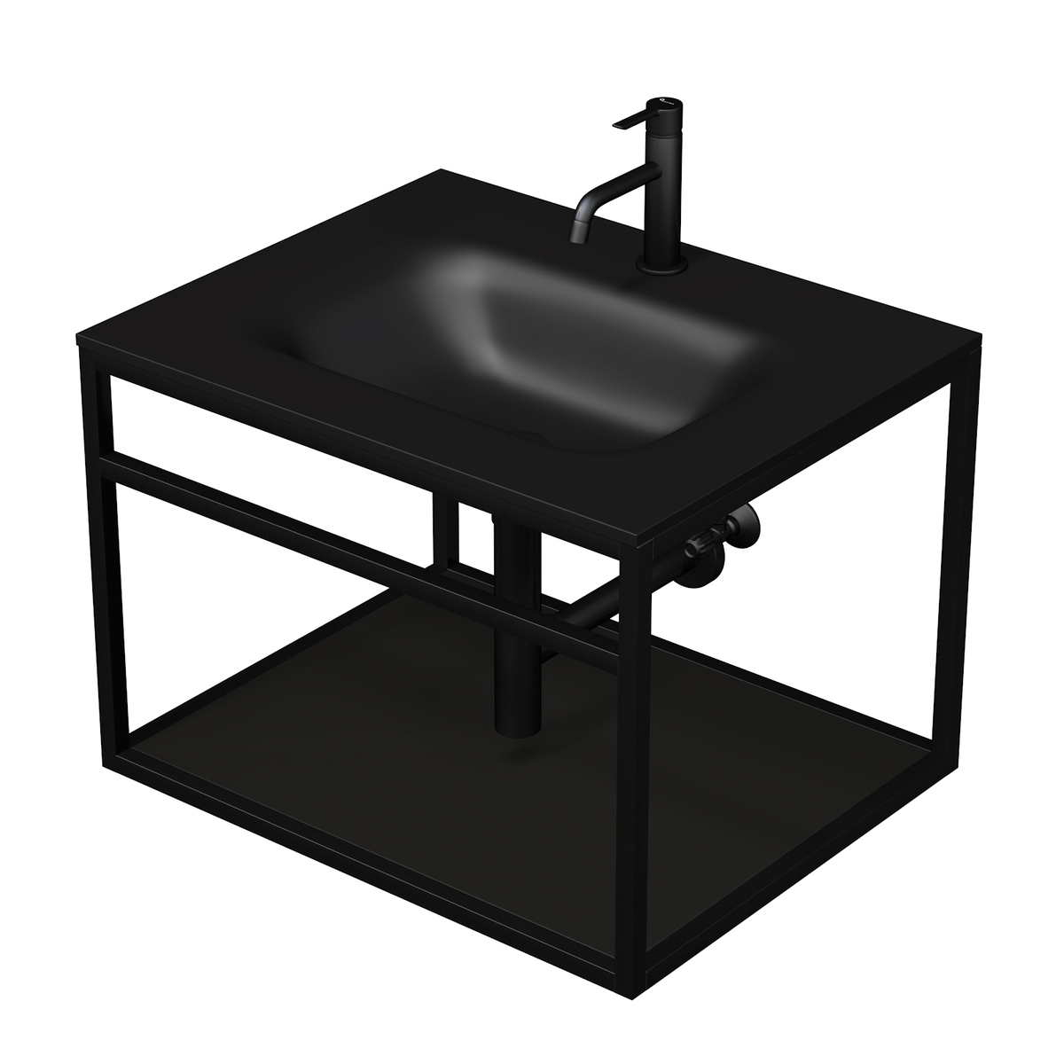 Konstrukce s umyvadlem černá mat Naturel Industrial 66x46