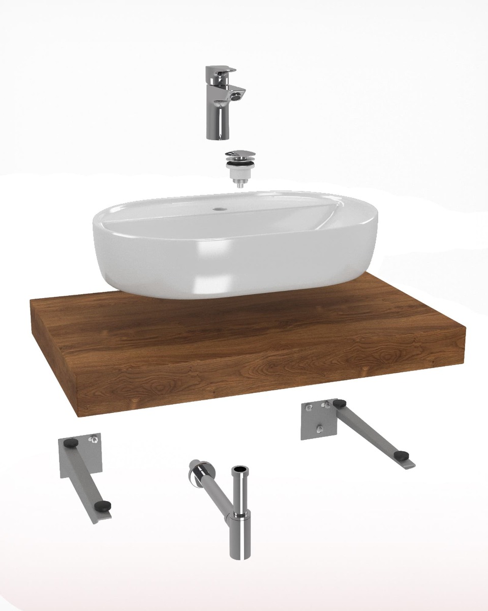 Koupelnová sestava Hansgrohe s deskou pod umyvadlo Dolce 80x8x50 cm dub charleston KSETDO4 Hansgrohe