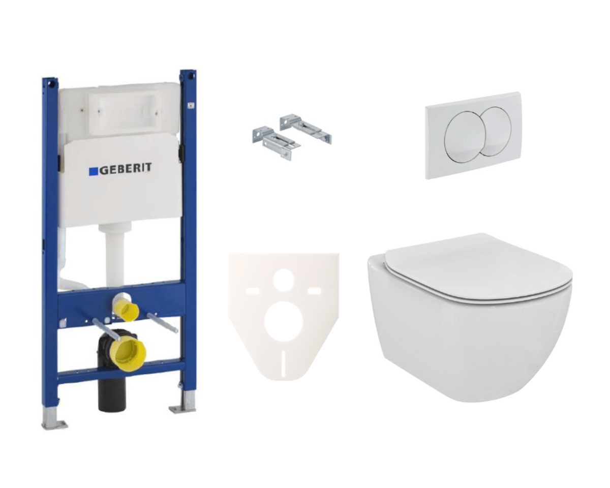 Závěsný set WC rimless TESI Ideal Standard + modul Geberit Duofix s tlačítkem Delta 20 bílé SIKOGES5E0 Ideal Standard