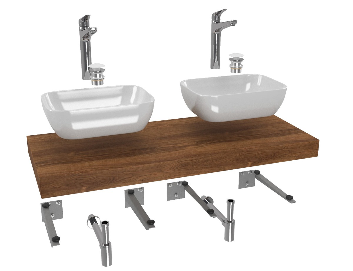 Koupelnová sestava Hansgrohe s deskou pod umyvadlo Dolce 120x8x50 cm dub charleston KSETDO20 Hansgrohe