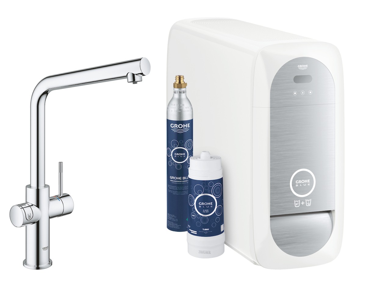 Dřezová baterie Grohe Blue Home s výpustí chrom 31454001 Grohe