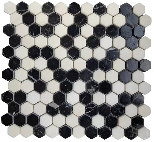 Kamenná mozaika Premium Mosaic Stone černobílá 28x30 cm mat STMOSHEXW Premium Mosaic Stone