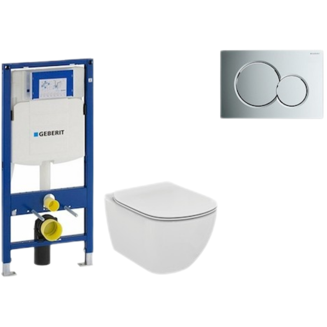 Cenově zvýhodněný závěsný WC set Geberit do lehkých stěn / předstěnová montáž+ WC Ideal Standard Tesi 111.300.00.5NE2 Ideal Standard