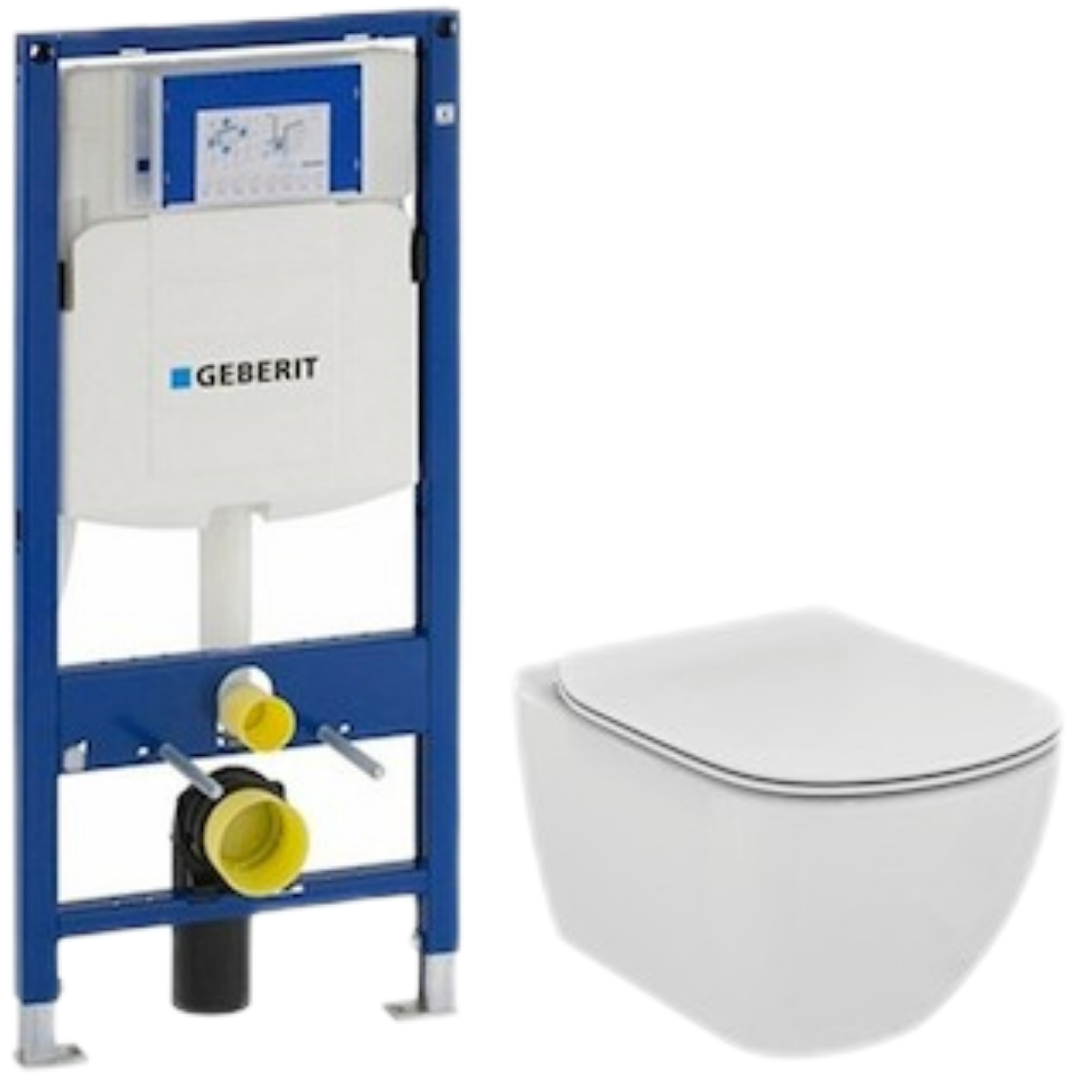 Cenově zvýhodněný závěsný WC set Geberit do lehkých stěn / předstěnová montáž+ WC Ideal Standard Tesi 111.300.00.5NE4 Ideal Standard