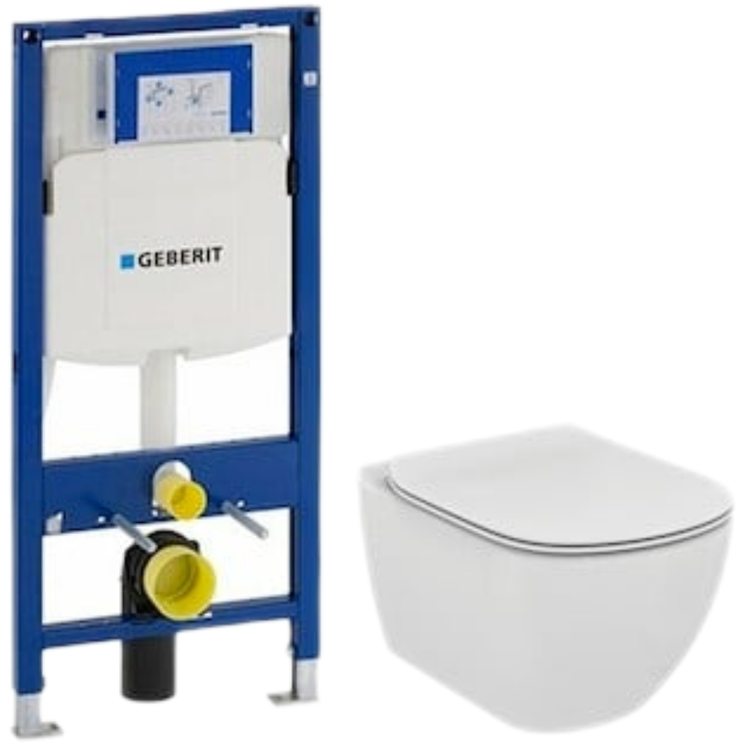 Cenově zvýhodněný závěsný WC set Geberit do lehkých stěn / předstěnová montáž+ WC Ideal Standard Tesi 111.300.00.5NF4 Ideal Standard