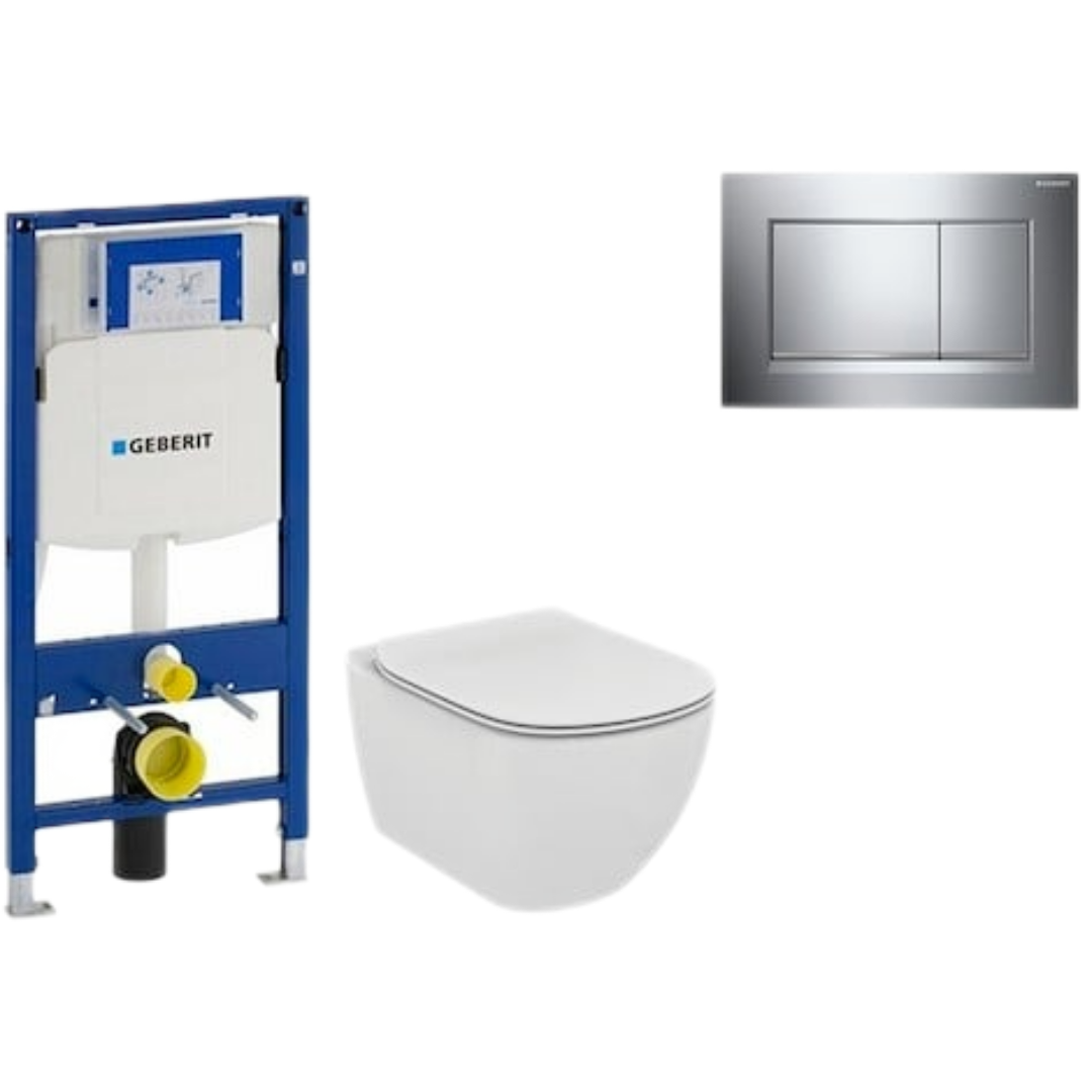 Cenově zvýhodněný závěsný WC set Geberit do lehkých stěn / předstěnová montáž+ WC Ideal Standard Tesi 111.300.00.5NF6 Ideal Standard