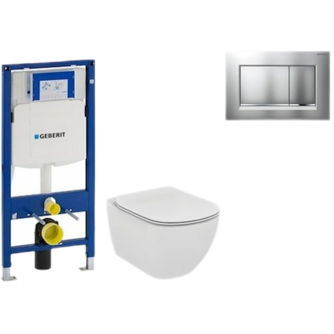 Cenově zvýhodněný závěsný WC set Geberit do lehkých stěn / předstěnová montáž+ WC Ideal Standard Tesi 111.300.00.5NF7 Ideal Standard