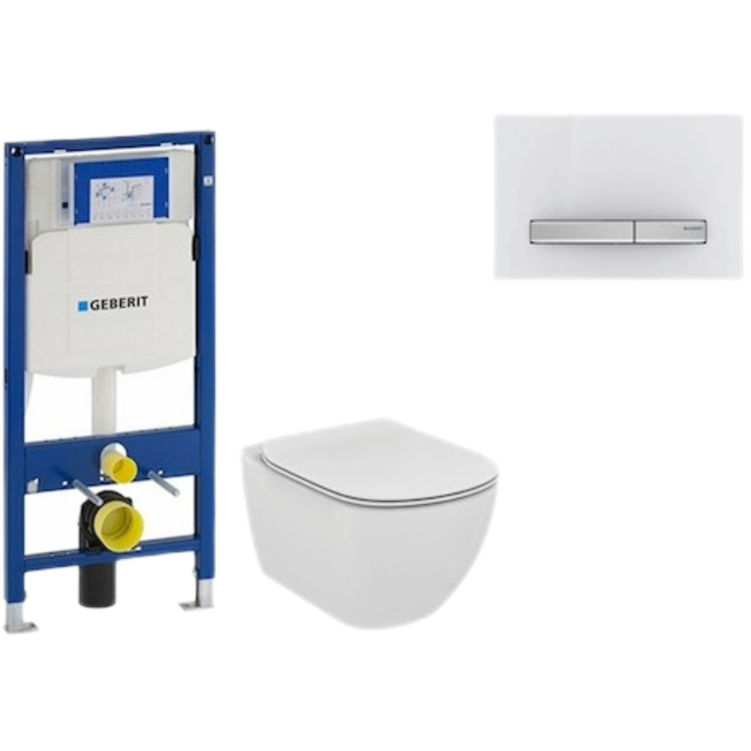 Cenově zvýhodněný závěsný WC set Geberit do lehkých stěn / předstěnová montáž+ WC Ideal Standard Tesi 111.300.00.5NF8 Ideal Standard