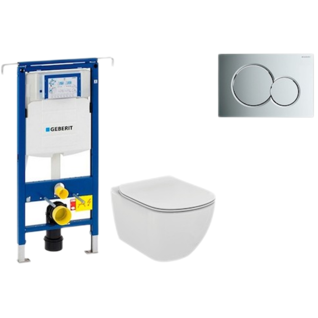 Cenově zvýhodněný závěsný WC set Geberit do lehkých stěn / předstěnová montáž+ WC Ideal Standard Tesi 111.355.00.5NE2 Ideal Standard