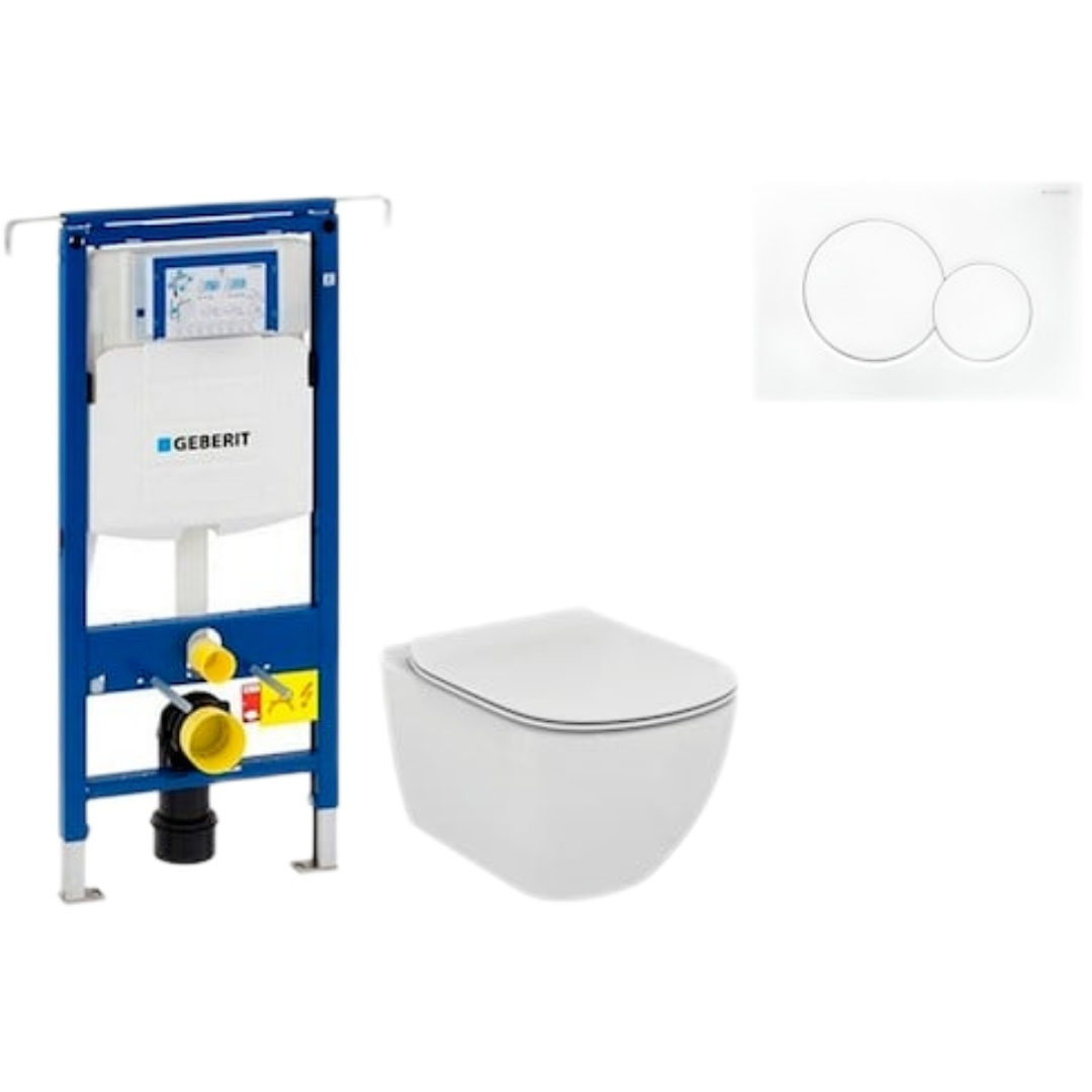 Cenově zvýhodněný závěsný WC set Geberit do lehkých stěn / předstěnová montáž+ WC Ideal Standard Tesi 111.355.00.5NF1 Ideal Standard