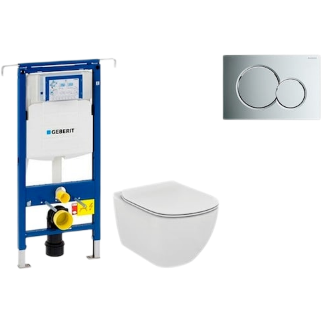 Cenově zvýhodněný závěsný WC set Geberit do lehkých stěn / předstěnová montáž+ WC Ideal Standard Tesi 111.355.00.5NF2 Ideal Standard