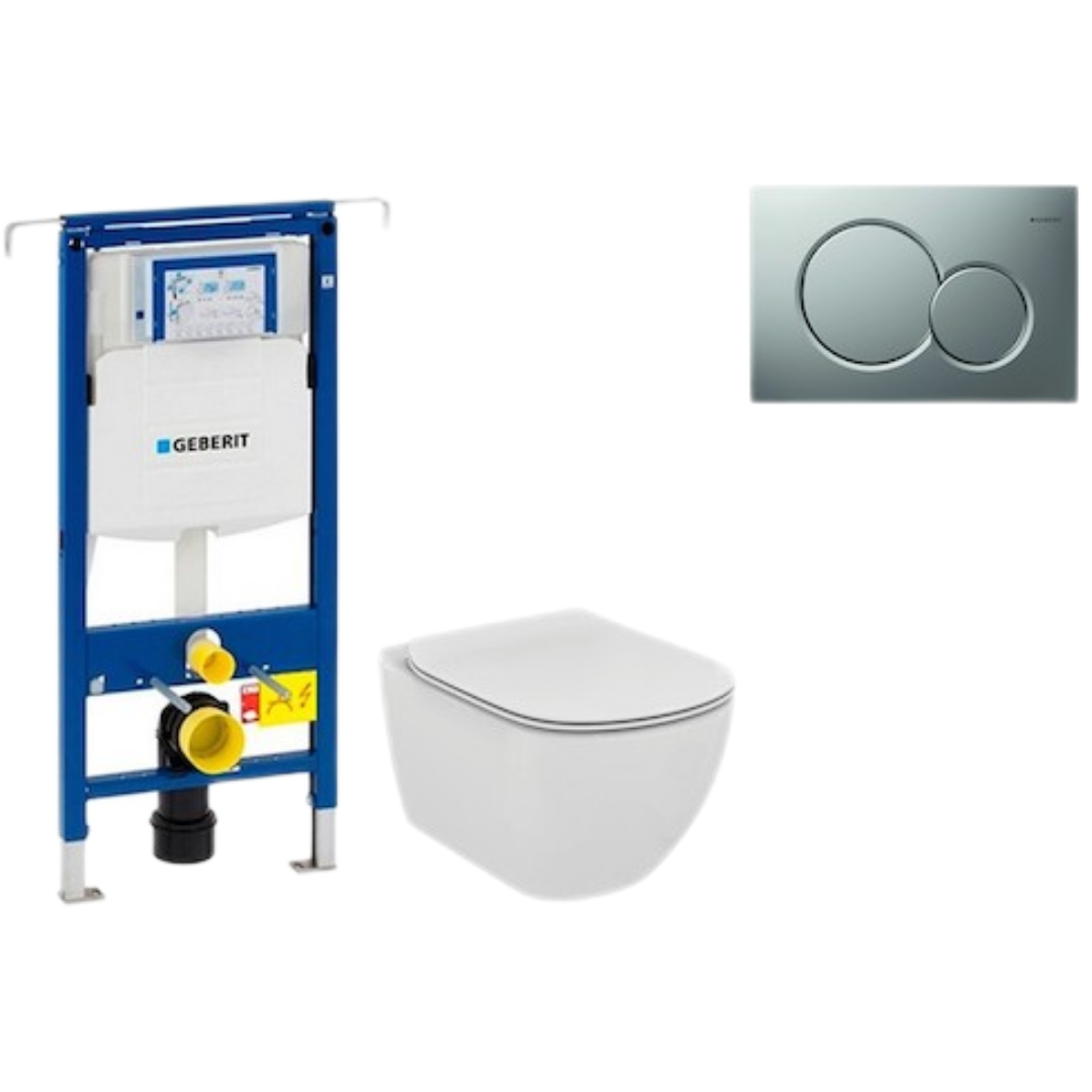 Cenově zvýhodněný závěsný WC set Geberit do lehkých stěn / předstěnová montáž+ WC Ideal Standard Tesi 111.355.00.5NF3 Ideal Standard