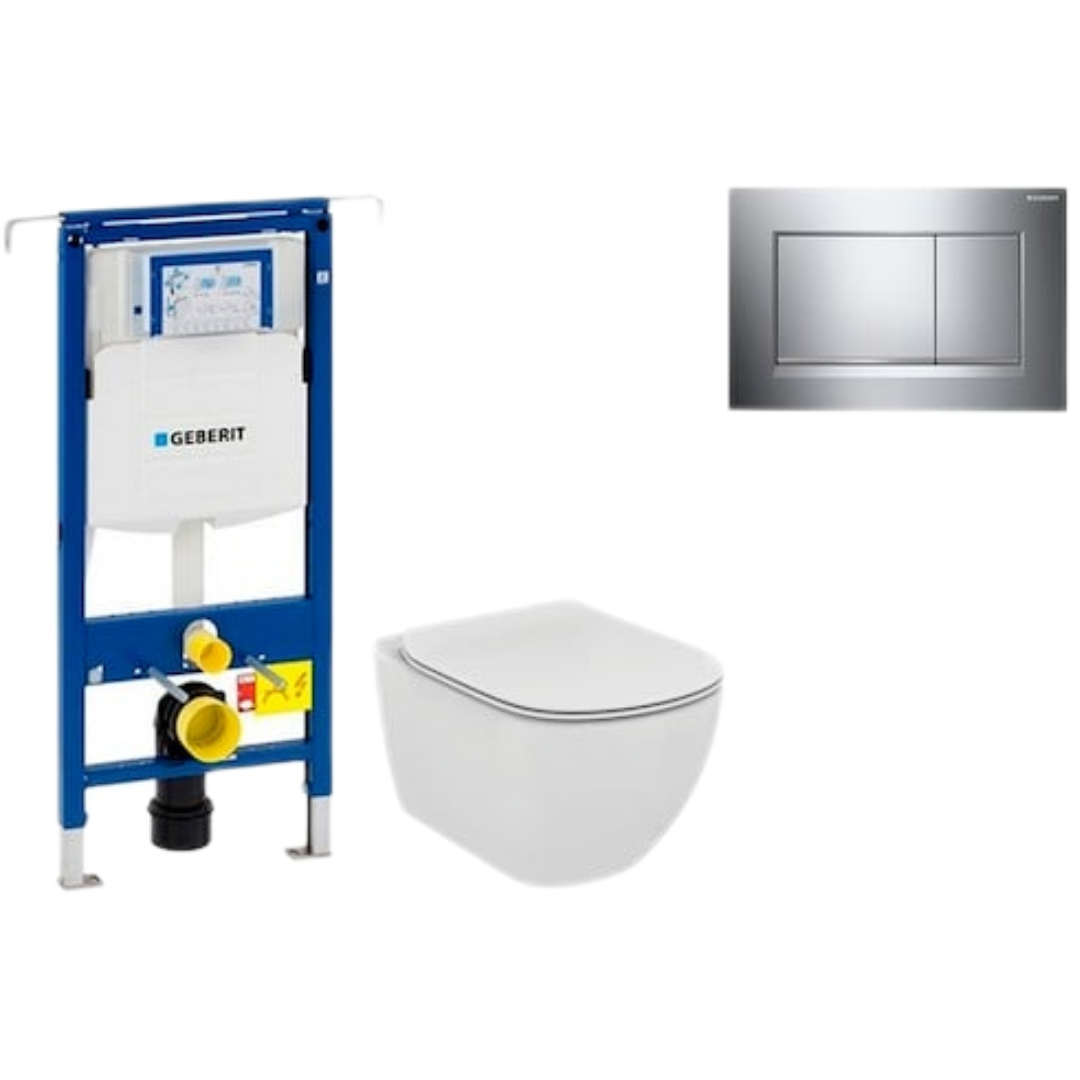 Cenově zvýhodněný závěsný WC set Geberit do lehkých stěn / předstěnová montáž+ WC Ideal Standard Tesi 111.355.00.5NF6 Ideal Standard