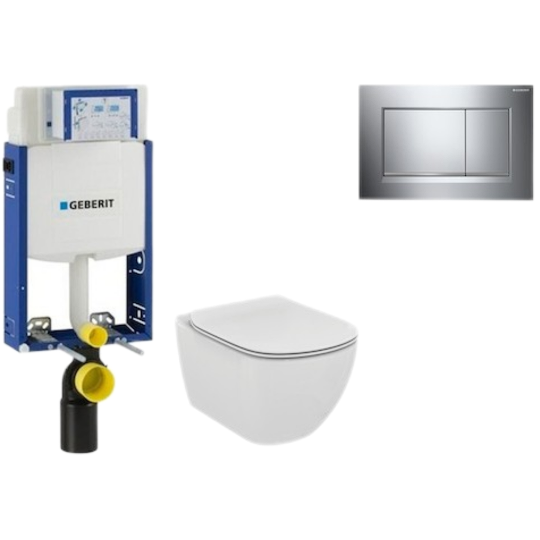 Cenově zvýhodněný závěsný WC set Geberit k zazdění + WC Ideal Standard Tesi 110.302.00.5NE6 Ideal Standard